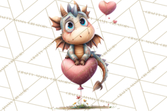 Valentine Dragon Clipart PNG Fantasy Doodle Illustration Product Image 2