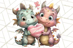 Valentine Dragon Clipart PNG Fantasy Doodle Illustration Product Image 3