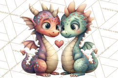 Valentine Dragon Clipart PNG Fantasy Doodle Illustration Product Image 2