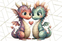 Valentine Dragon Clipart PNG Fantasy Doodle Illustration Product Image 2
