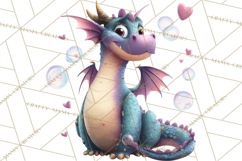 Valentine Dragon Clipart PNG Fantasy Doodle Illustration Product Image 3
