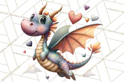 Valentine Dragon Clipart PNG Fantasy Doodle Illustration Product Image 4