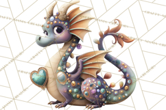 Valentine Dragon Clipart PNG Fantasy Doodle Illustration Product Image 5