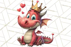 Valentine Dragon Clipart PNG Fantasy Doodle Illustration Product Image 2