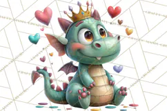 Valentine Dragon Clipart PNG Fantasy Doodle Illustration Product Image 3