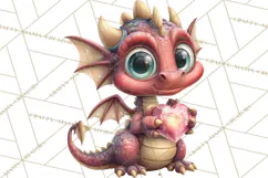 Valentine Dragon Clipart PNG Fantasy Doodle Illustration Product Image 4