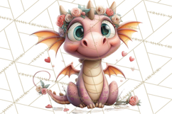 Valentine Dragon Clipart PNG Fantasy Doodle Illustration Product Image 3