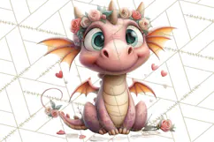 Valentine Dragon Clipart PNG Fantasy Doodle Illustration Product Image 3