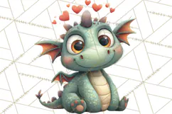 Valentine Dragon Clipart PNG Fantasy Doodle Illustration Product Image 3