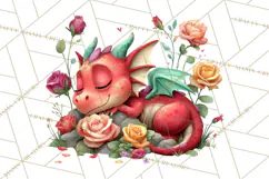 Valentine Dragon Clipart PNG Fantasy Doodle Illustration Product Image 2