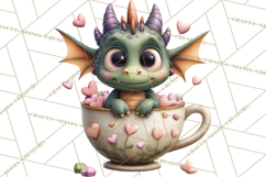Valentine Dragon Clipart PNG Fantasy Doodle Illustration Product Image 3