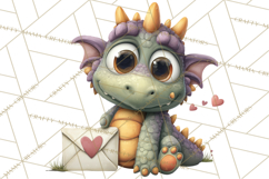 Valentine Dragon Clipart PNG Fantasy Doodle Illustration Product Image 2