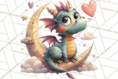 Valentine Dragon Clipart PNG Fantasy Doodle Illustration Product Image 3
