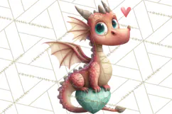 Valentine Dragon Clipart PNG Fantasy Doodle Illustration Product Image 4