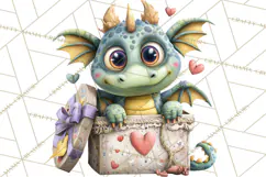 Valentine Dragon Clipart PNG Fantasy Doodle Illustration Product Image 5