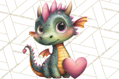 Valentine Dragon Clipart PNG Fantasy Doodle Illustration Product Image 2