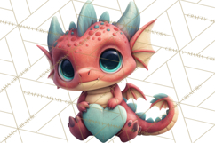 Valentine Dragon Clipart PNG Fantasy Doodle Illustration Product Image 3