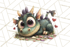 Valentine Dragon Clipart PNG Fantasy Doodle Illustration Product Image 4