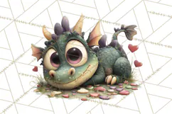 Valentine Dragon Clipart PNG Fantasy Doodle Illustration Product Image 4
