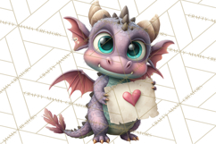 Valentine Dragon Clipart PNG Fantasy Doodle Illustration Product Image 5