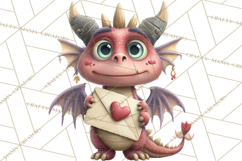 Valentine Dragon Clipart PNG Fantasy Doodle Illustration Product Image 2