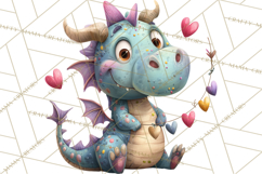 Valentine Dragon Clipart PNG Fantasy Doodle Illustration Product Image 3