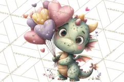 Valentine Dragon Clipart PNG Fantasy Doodle Illustration Product Image 4