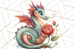 Valentine Dragon Clipart PNG Fantasy Doodle Illustration Product Image 5
