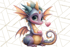 Valentine Dragon Clipart PNG Fantasy Doodle Illustration Product Image 2