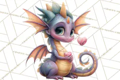 Valentine Dragon Clipart PNG Fantasy Doodle Illustration Product Image 2
