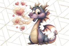 Valentine Dragon Clipart PNG Fantasy Doodle Illustration Product Image 3