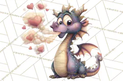 Valentine Dragon Clipart PNG Fantasy Doodle Illustration Product Image 3