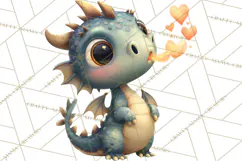Valentine Dragon Clipart PNG Fantasy Doodle Illustration Product Image 4