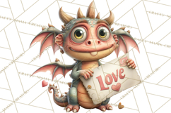 Valentine Dragon Clipart PNG Fantasy Doodle Illustration Product Image 5