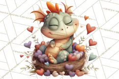 Valentine Dragon Clipart PNG Fantasy Doodle Illustration Product Image 5