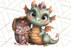 Valentine Dragon Clipart PNG Fantasy Doodle Illustration Product Image 5