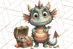 Valentine Dragon Clipart PNG Fantasy Doodle Illustration Product Image 3