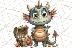 Valentine Dragon Clipart PNG Fantasy Doodle Illustration Product Image 3