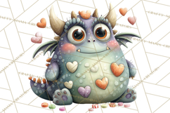Valentine Dragon Clipart PNG Fantasy Doodle Illustration Product Image 5