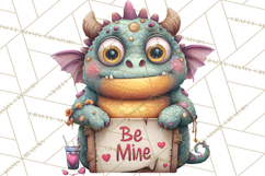 Valentine Dragon Clipart PNG Fantasy Doodle Illustration Product Image 2