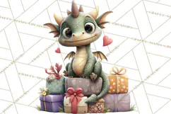 Valentine Dragon Clipart PNG Fantasy Doodle Illustration Product Image 2