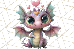 Valentine Dragon Clipart PNG Fantasy Doodle Illustration Product Image 4