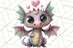 Valentine Dragon Clipart PNG Fantasy Doodle Illustration Product Image 4