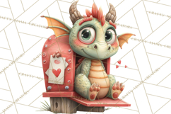 Valentine Dragon Clipart PNG Fantasy Doodle Illustration Product Image 2