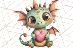Valentine Dragon Clipart PNG Fantasy Doodle Illustration Product Image 4