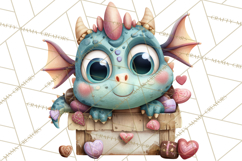 Valentine Dragon Clipart PNG Fantasy Doodle Illustration Product Image 5
