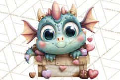 Valentine Dragon Clipart PNG Fantasy Doodle Illustration Product Image 5