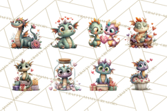 Valentine Dragon Clipart PNG Fantasy Doodle Illustration Product Image 2