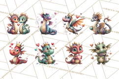 Valentine Dragon Clipart PNG Fantasy Doodle Illustration Product Image 6