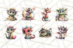 Valentine Dragon Clipart PNG Fantasy Doodle Illustration Product Image 8